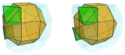 Orthogonal
projection of the biparabigyrated cantellated tesseract, showing two more
octahedra