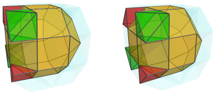 Orthogonal
projection of the biparabigyrated cantellated tesseract, showing two more
square pyramids