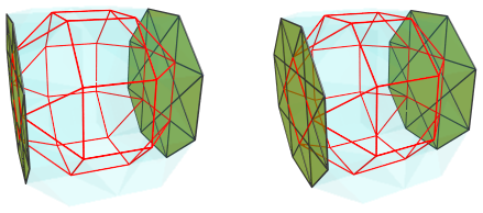 Orthogonal
projection of the biparabigyrated cantellated tesseract, showing the far side
portion of the other cycle