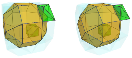 Orthogonal
projection of the biparabigyrated cantellated tesseract, showing two more
octahedral cells
