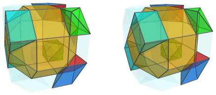 Orthogonal
projection of the biparabigyrated cantellated tesseract, showing two more
triangular prisms