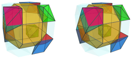 Orthogonal
projection of the biparabigyrated cantellated tesseract, showing two more
square pyramids