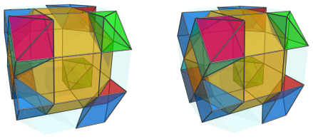 Orthogonal
projection of the biparabigyrated cantellated tesseract, showing two more
triangular prisms