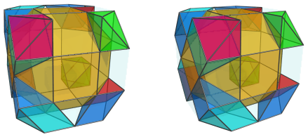 Orthogonal
projection of the biparabigyrated cantellated tesseract, showing yet two more
triangular prisms