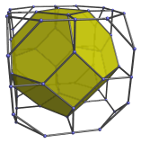 Parallel
projection of the bitruncated tesseract, with nearest truncated octahedron
shown
