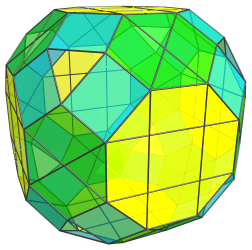 Parallel projection
of the cantellated 24-cell, showing equatorial triangular prisms