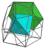 Parallel projection of the cantellated
5-cell, showing the second of 4 cuboctahedra