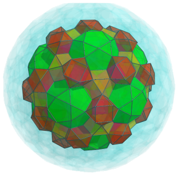 Parallel
projection of the cantellated 600-cell, showing 30 more cuboctahedra