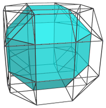 Parallel projetion
of the cantellated tesseract, showing nearest rhombicuboctahedron