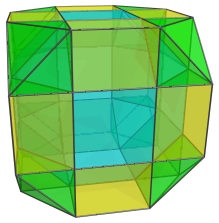 Parallel projetion
of the cantellated tesseract, showing 8 octahedra