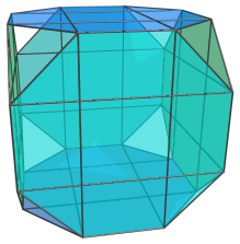 Parallel projetion
of the cantellated tesseract, showing 6 equatorial rhombicuboctahedra