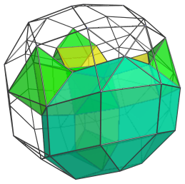 Parallel projection of the cantellated
tesseract, showing 2nd of 4 rhombicuboctahedra