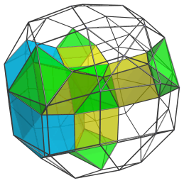 Parallel projection of the cantellated
tesseract, showing 3rd of 4 rhombicuboctahedra