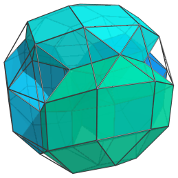 Parallel projection
of the cantellated tesseract, showing all 4 rhombicuboctahedra