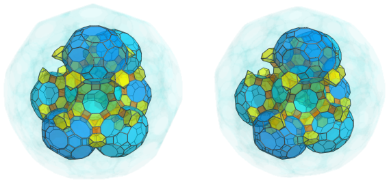 Parallel
projection of the cantitruncated 120-cell, showing 6 of 12 great
rhombicosidodecahedra
