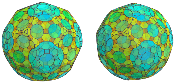 Parallel
projection of the cantitruncated 120-cell, showing another 12 great
rhombicosidodecahedra