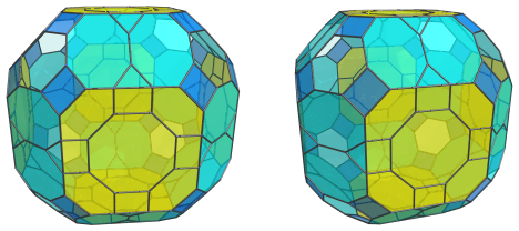 Parallel
projection of the cantitruncated 24-cell, showing 24 equatorial triangular
prisms