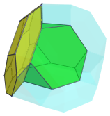Parallel
projection of cantitruncated 5-cell, showing farthest cell and 3rd of 4
truncated octahedra