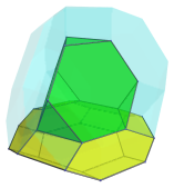Parallel
projection of cantitruncated 5-cell, showing farthest cell and 4th of 4
truncated octahedra