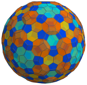 Parallel
projection of the cantitruncated 600-cell, showing another 60 pentagonal
prisms