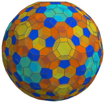 Parallel
projection of the cantitruncated 600-cell, showing 20 more truncated
octahedra