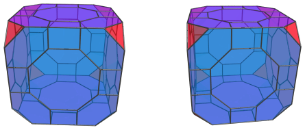 Parallel
projection of the cantitruncated tesseract, showing 6 equatorial great
rhombicuboctahedra