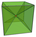 Perspective projection
of cubical pyramid, apex-first