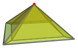 Perspective projection
of cubical pyramid, viewed upright