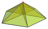 Perspective projection
of cubical pyramid with hexagonal pyramidal envelope
