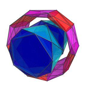 Grand antiprism rotating in
the plane that the blue ring lies in