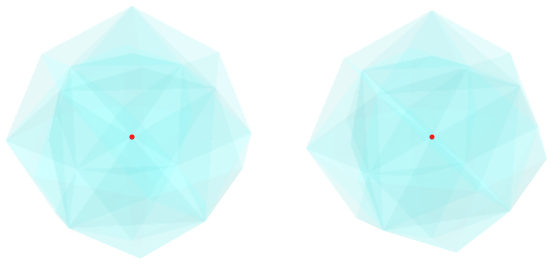 Parallel
projection of the joined 24-cell, showing the nearest vertex to the 4D
viewpoint