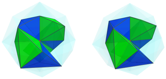 Parallel
projection of the joined 24-cell, showing 6/12 nearest cells