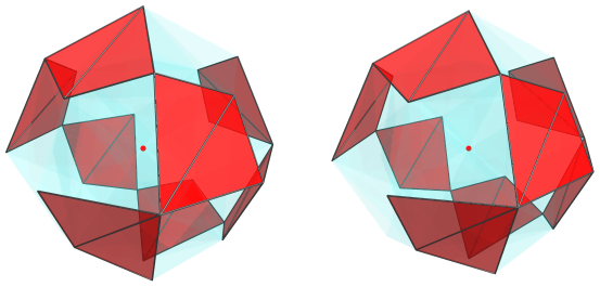 Parallel
projection of the joined 24-cell, showing 8/24 equatorial cells