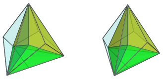 Parallel
projection of the joined pentachoron, showing 2/4 nearest cells