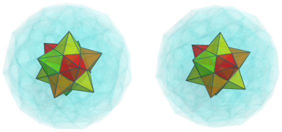 Parallel
projection of the joined 120-cell, showing 12/12 nearest cells