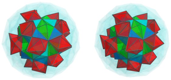 Parallel
projection of the joined 120-cell, showing another 20/60 third layer
cells