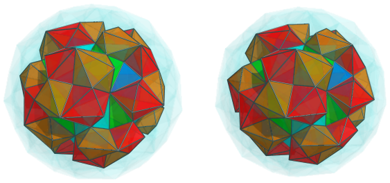 Parallel
projection of the joined 120-cell, showing another 40/60 third layer
cells