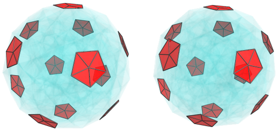 Parallel
projection of the joined 120-cell, showing 12 equatorial cells