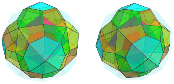 Parallel
projection of the square antitegmatic hecatontetracontatetrachoron, showing 6
more cells in a 3rd layer