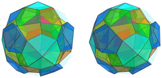 Parallel
projection of the square antitegmatic hecatontetracontatetrachoron, showing 8/24
lateral cells in a 4th layer