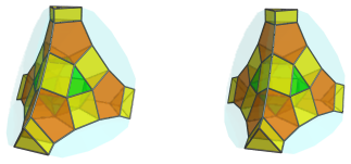 Parallel
projection of the tetrahedral magnaursachoron, showing 4 more triangular
prisms