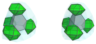 Parallel
projection of the tetrahedral magnaursachoron, showing 4 cuboctahedra