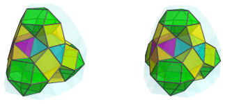 Parallel
projection of the tetrahedral magnaursachoron, showing 12 triangular
prisms