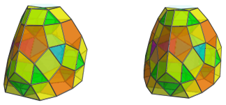 Parallel
projection of the tetrahedral magnaursachoron, showing another 12 triangular
prisms