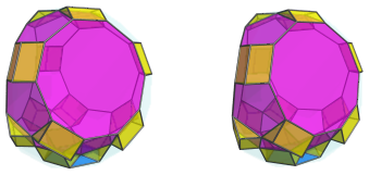 Parallel
projection of the tetrahedral magnaursachoron, showing 15 triangular
prisms