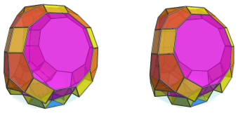 Parallel
projection of the tetrahedral magnaursachoron, showing 6 tridiminished
icosahedra