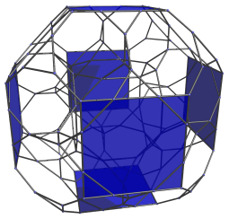 Cell-first
projection of bitruncated 24-cell into 3D, with 6 equatorial cells
shown.