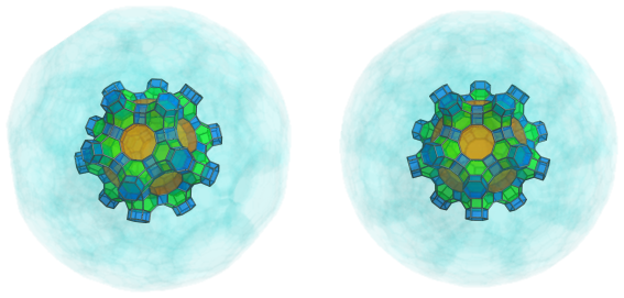 Parallel
projection of the omnitruncated 120-cell, showing 20 more hexagonal
prisms
