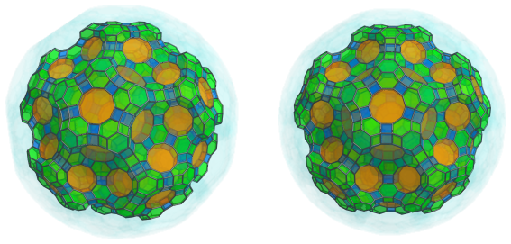 Parallel
projection of the omnitruncated 120-cell, showing 60 more hexagonal
prisms