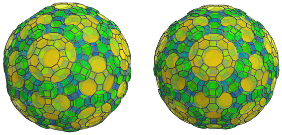Parallel
projection of the omnitruncated 120-cell, showing 60 more truncated
octahedra